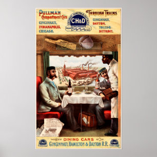 Poster TRAINS PULLMAN via Cincinnati Indianapolis Dayton