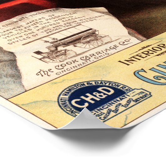 Poster TRAINS PULLMAN via Cincinnati Indianapolis Dayton (Coin)