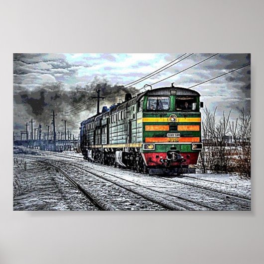 Poster Trains Train diesel russe (Devant)