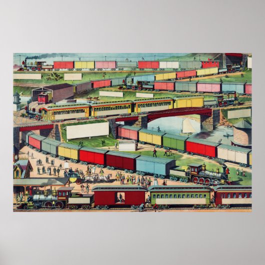 Poster Trains vintages (Devant)