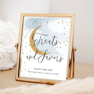 Poster Traite et favorise Blue Gold Moon Baby shower Tabl