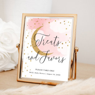 Poster Traite et favorise la table de Baby shower de lune