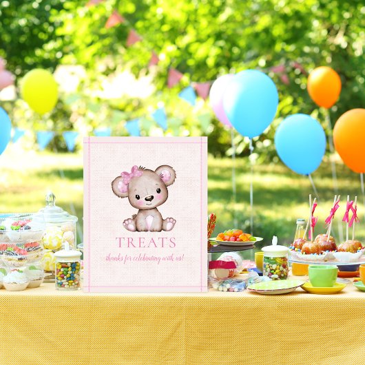 Poster Traite Table mignonne fille ours Baby shower Poste