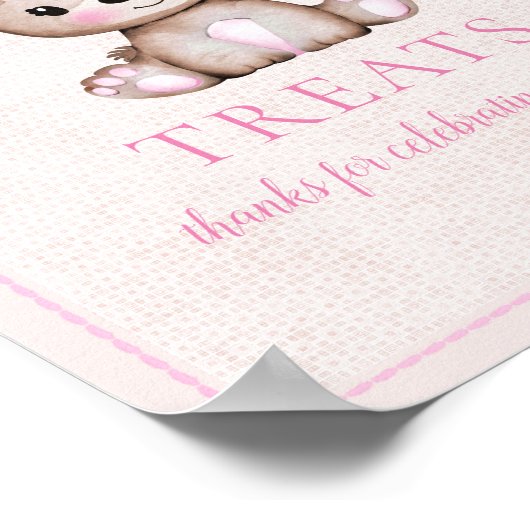 Poster Traite Table mignonne fille ours Baby shower Poste (Coin)