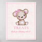 Poster Traite Table mignonne fille ours Baby shower Poste (Devant)