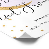 Poster Traitements & Faveurs Purple Gold Lune Baby shower (Coin)
