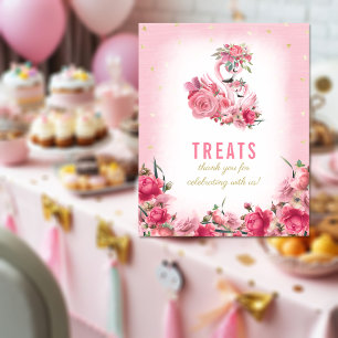 Poster Traitements SIGNE Baby shower rose Flamant rose Ba