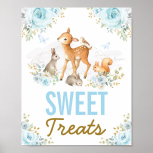Poster Traitements sucrés Bleu Forêt Bois Animaux Favoris