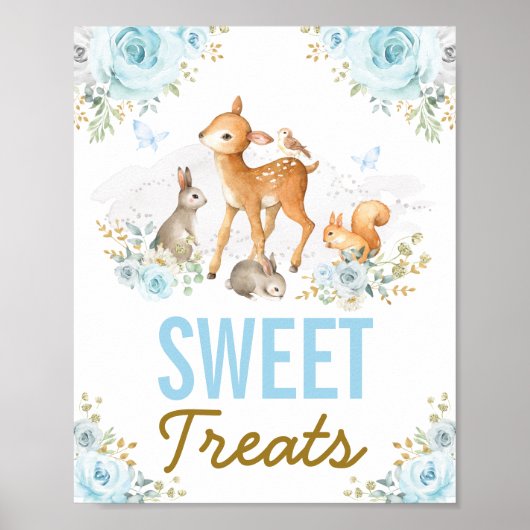 Poster Traitements sucrés Bleu Forêt Bois Animaux Favoris (Devant)