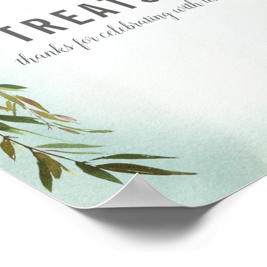 Poster Traitements Table Vert Rose Bébé Saupoudrer Douche (Coin)