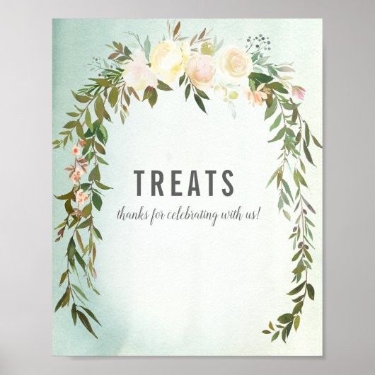 Poster Traitements Table Vert Rose Bébé Saupoudrer Douche (Devant)