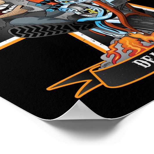 Poster Traitez avec elle - motards chevauchant un dessin (Coin)