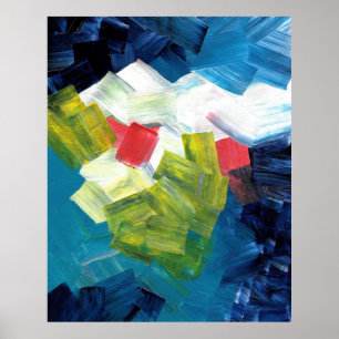 Poster Traits de pinceau abstraits en bleu, vert et rouge