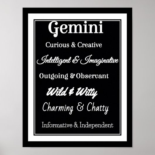 Poster Traits de zodiac Gemini (Devant)