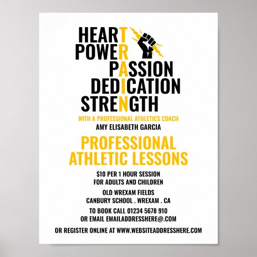 Poster Traits d'un athlète, sport Leçons de publicité (Devant)