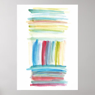 Poster traits horizontaux verticaux peinture d'aquarelle
