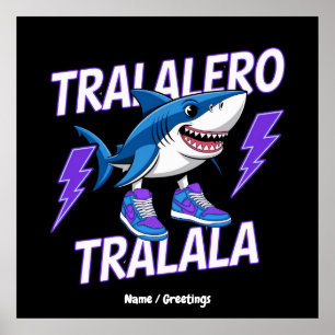 Poster Tralalero Tralala Bootleg Funny Shark meme Graphis