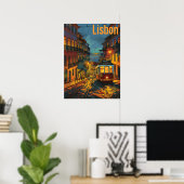 Poster Tramway de Lisbonne en soirée (Bureau à domicile)