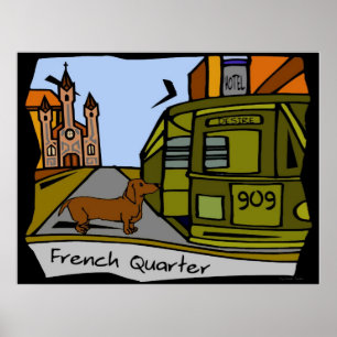 Poster Tramway du quartier français de Dachshund