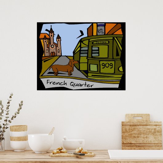 Poster Tramway du quartier français de Dachshund (Cuisine)