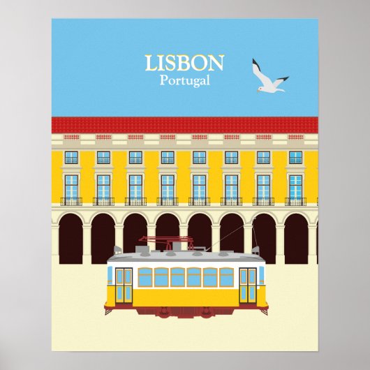 Poster Tramway jaune de Lisbonne style vintage (Devant)
