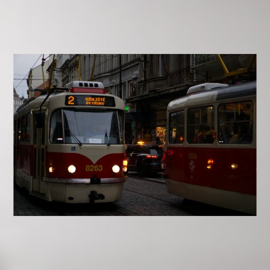 Poster Tramways de Prague : Dusk sur les pavés (Devant)