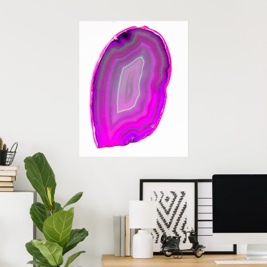 Poster Tranche d'agate magenta polie (Bureau à domicile)