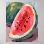 Poster Tranche de pastèque | Peinture aquarelle de fruit (Devant)