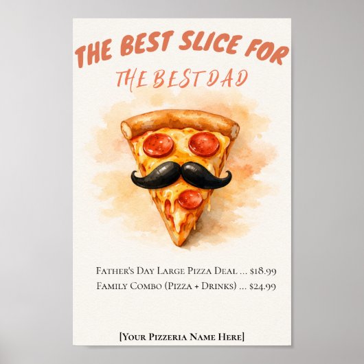 Poster Tranche de pizza à l'aquarelle Meilleure tranche F (Devant)