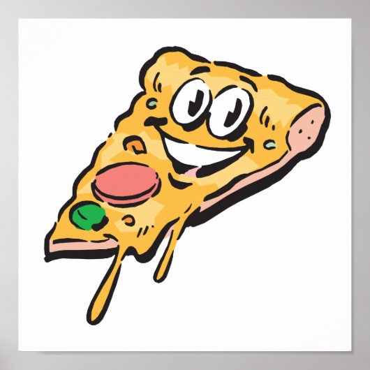 Poster tranche de pizza face heureuse (Devant)