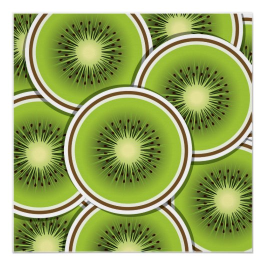 Poster Tranches de fruits funky kiwi (Devant)