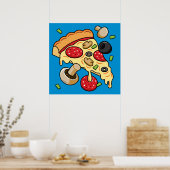 Poster Tranches de pizza avec garnitures (Cuisine)