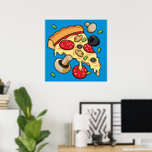 Poster Tranches de pizza avec garnitures (Bureau à domicile)