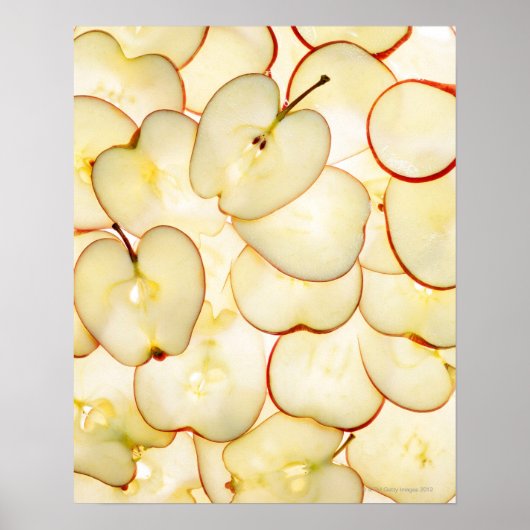 Poster tranches de pommes rétroéclairées et disposées en (Devant)
