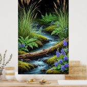 Poster 🌿 Tranquil Forest Stream with Wildflowers 💜✨ (Cuisine)
