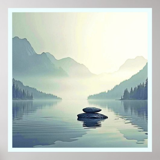 Poster Tranquil Mountain Lake Serenity (Devant)