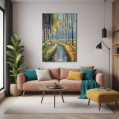 Poster Tranquil River Path Impressionniste Paysage Art