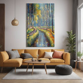 Poster Tranquil River Path Impressionniste Paysage Art