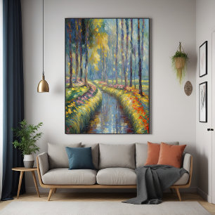 Poster Tranquil River Path Impressionniste Paysage Art