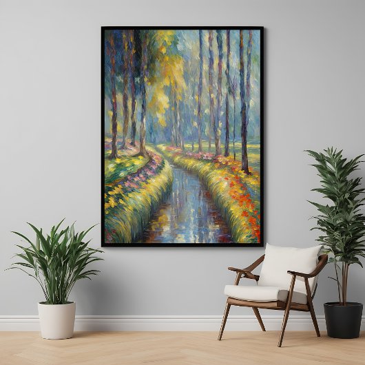 Poster Tranquil River Path Impressionniste Paysage Art