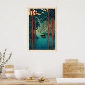 Poster Tranquil River Wall Art Hasui Kawase Style, Calm (Cuisine)