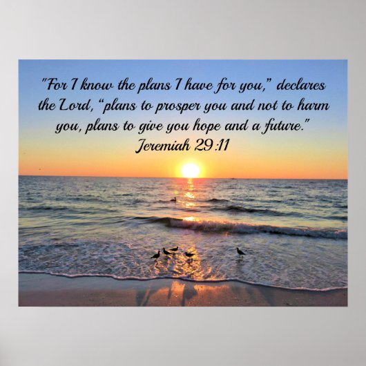 POSTER TRANQUILLE ET CALME JEREMIAH 29:11 SLEVER (Devant)