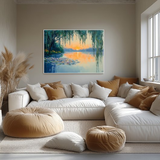 Poster Tranquille Lake Sunset Impressionniste Wall Art