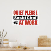 Poster Tranquille S'Il Vous Plaît Sushi Chef Au Travail (Cuisine)