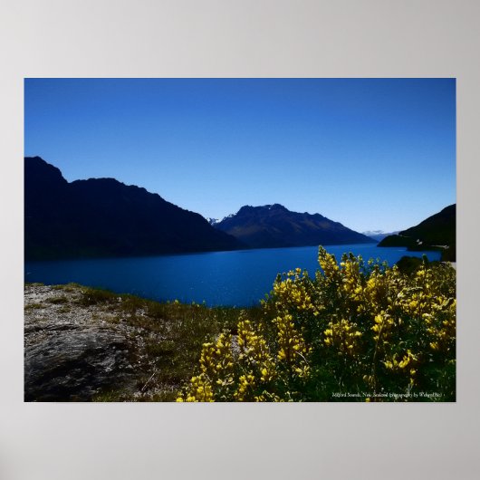 Poster Tranquillité Blues South Island, Nouvelle-Zélande (Devant)