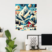 Poster Tranquillité hivernale (Bureau à domicile)