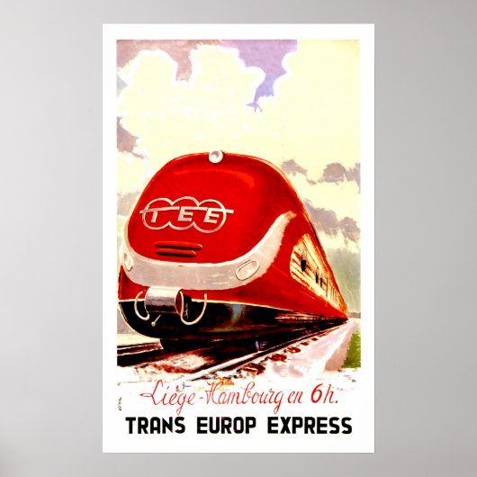 Poster Trans Europ Express, train rapide, voyage vintage (Devant)