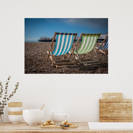 Poster Transats Face À La Mer (Cuisine)