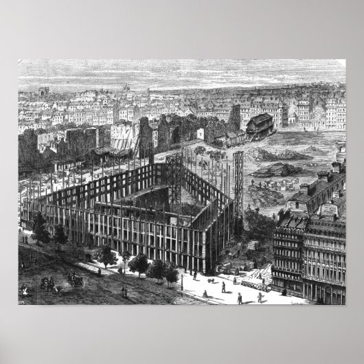 Poster Transformation de Paris : Bâtiment en 1861 (Devant)