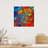 Poster Transformations XXI Rouge bleu Turquoise Abstrait (Cuisine)